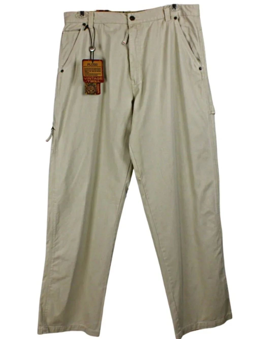 Vtg Deadstock Plugg Men Tan Straight Leg Jeans 36x34 Slash Pocket NWT